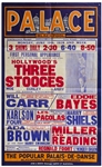 Large 24.75 x 39.75 Poster From June 1939 Advertising The Three Stooges Show at the Blackpool Palace in England -- Curly Misspelled as Curley